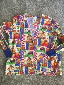 Peaches Scrub Jacket. Sz No Sz Tag Multicolored - Picture 1 of 3