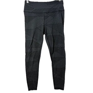 PRANA Leggings Womens Large Gray Black Striped Geometric 7/8 Gym Outdoors Lounge - Picture 1 of 7