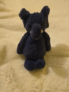 Jellycat London Bashful Elephant 12" Lovey Plush Stuffed Animal Soft Navy Blue - Picture 1 of 6