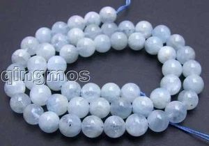 SALE Genuine 7-8mm Round Natural High quality Aquamarine Beads 15" strand-los527 - Picture 1 of 4
