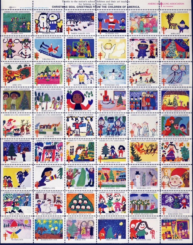 1978 USA Christmas Seal . Sheet of 54 . Fresh! Mint Never Hinged - Image 1 of 1