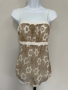 NY & Co Beige & White Tankini Top with adjustable straps Size Large - Picture 1 of 6