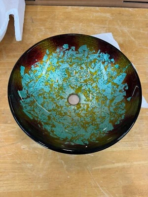 Anzzi Stellar Series Deco-Glass Vessel Sink in Glacial Blaze - Image 1 of 4