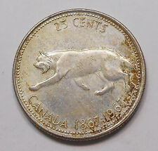 1967 Twenty-Five Cents EF+ Centennial Elizabeth II Canada Silver BOBCAT Quarter