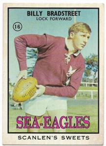 1968 B Scanlens Rugby League (16) Billy BRADSTREET Sea Eagles (Near Mint) - Picture 1 of 2