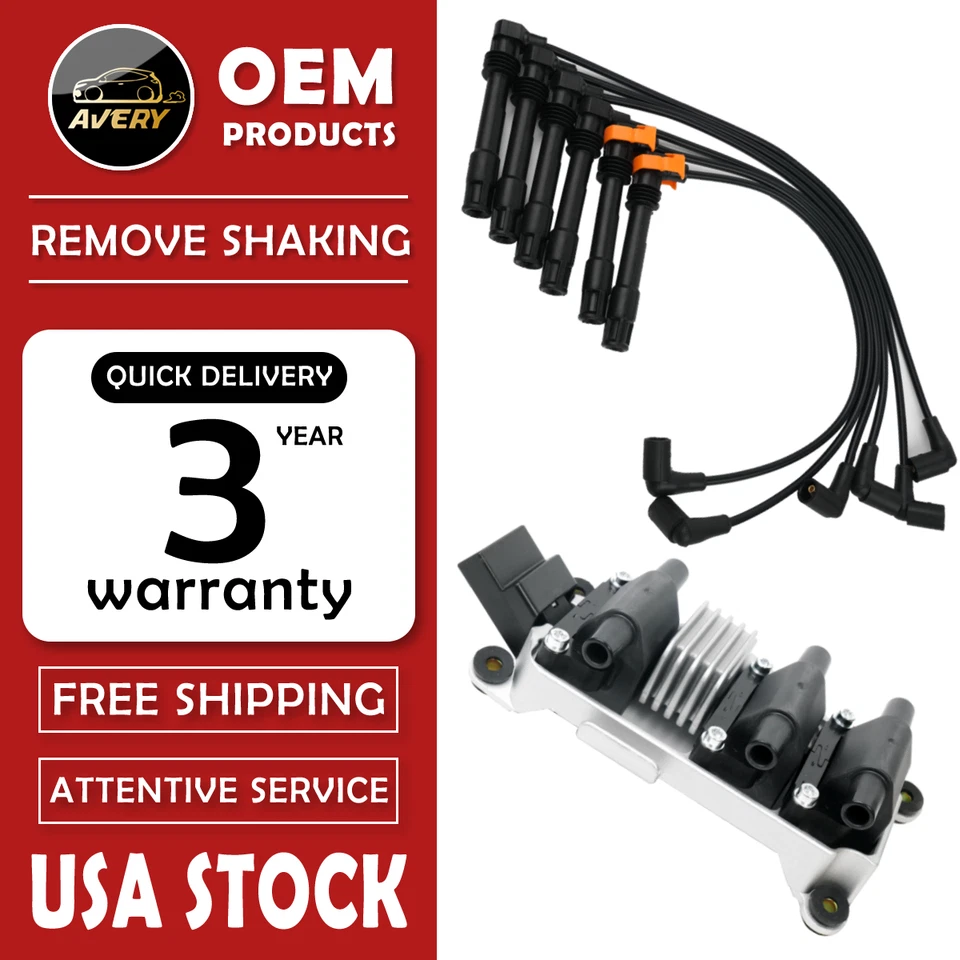 Ignition Coil +6 Spark Plug Wire For 97-01 Audi A4 A6 98-05 VW Passat 2.8L UF256 Foto 1 de 4