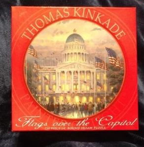 Rompecabezas Thomas Kinkade Flags Over The Capitol 750 piezas Ceaco 24” redondo - Imagen 1 de 5