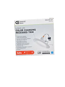 Commercial Electric 5 & 6 Inch LED Color Changing Recessed Trim White 4 Pack - Picture 1 of 2