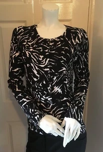 Dash Womens Black & ivory Button Up Cardigan 10 - Picture 1 of 3