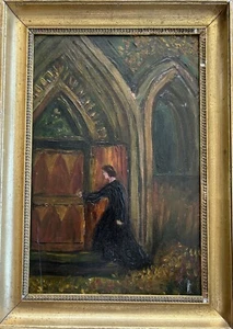 Antique Oil Painting Anonymous Woman Church Pastorin Religion - Bild 1 von 13