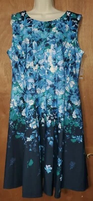 Vestido Gabby Skye Talla 16W Sin Mangas Elegante Azul Floral Material Más Grueso Bonito Foto 1 de 4