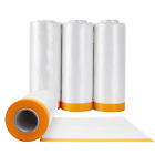 4 Rolls Clear Plastic Sheeting 4.9Ft X 65.5 Ft Pre-Taped Masking Film Drop Cloth