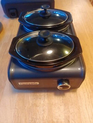 Crock-Pot SCCPMD1-CH Hook Up Double Oval Connectable 2 1-Quart Slow Cookers Pots - Image 1 of 4