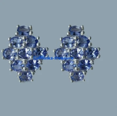 Natural Tanzanite Gemstones with 925 sterling silver Cufflinks for Men's #4800 - Image 1 of 3