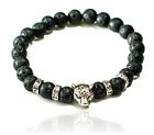Bijoux Supply Black Lava Panther Charm Diamond Energy Healing Balance Bracelet 