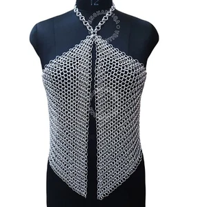 Chainmail Party Top, Chainmail Dress, Antique Aluminium Costume, Gift For Her - Picture 1 of 8