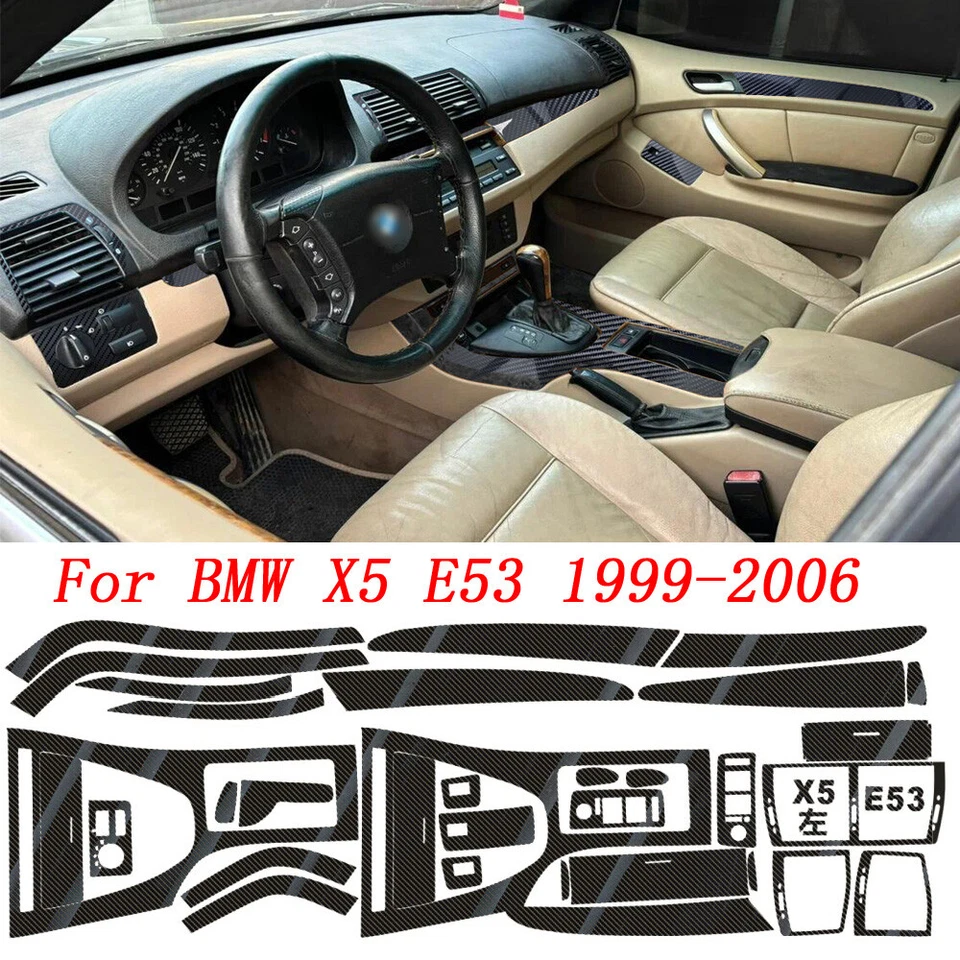 For BMW X5 E53 1999-2006 5D Carbon Fiber Pattern Interior DIY Trim Decals Foto 1 de 4