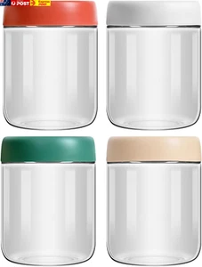 4-Pack Overnight Oats Containers with Lids 16Oz Glass Mason Jars Meal Prep Salad - Picture 1 of 7