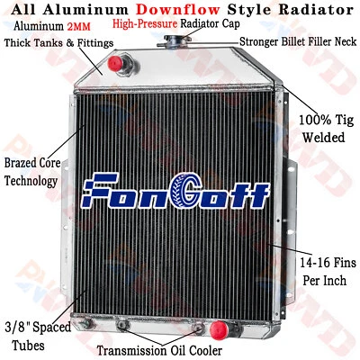 3 Row Aluminum Radiator For 1942-1952 Ford F1 F2 F3 Truck Chevy V8 Engine 1948 Foto 1 de 4