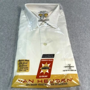 Vintage Van Heusen Men's Dress Shirt 15.5 Half Sleeve White - Picture 1 of 4