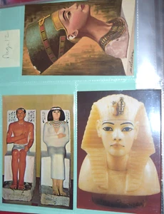 VINTAGE, 3 x CARTOLINE EGIZIANE, "Regina Nefertiti e Re Tut Head", (4" x 6") - Foto 1 di 4