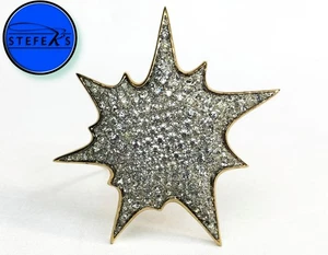 Jomaz - signierte goldfarbene Brosche mit weißem Strass splatförmige Anstecknadel - E92525A - Bild 1 von 5