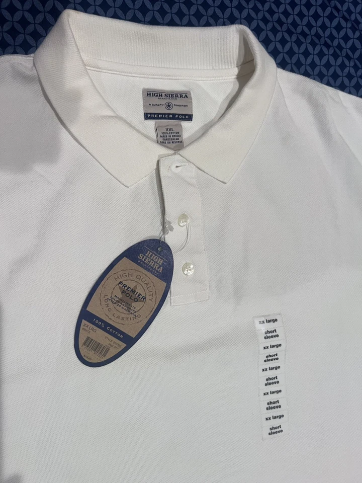 Camisa polo de golfe XXL High Sierra Premier algodão manga curta branca  - Imagem 1 de 4