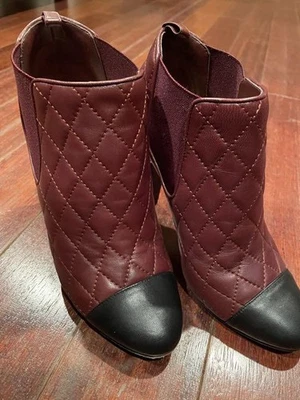 Botas de salto acolchoado CHANEL Matelasse sapatos femininos tamanho 36 vermelho COCO MARK  - Imagem 1 de 4