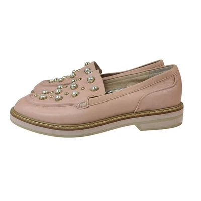 Mocasines sin cordones Louise Et Cie Edoli de cuero rosa perla con tachuelas para mujer talla 9M Foto 1 de 4