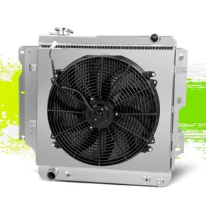 3-Row Aluminum Racing Radiator 12V Pull Fan Shroud for Jeep Wrangler YJ TJ 87-06 - Picture 1 of 5