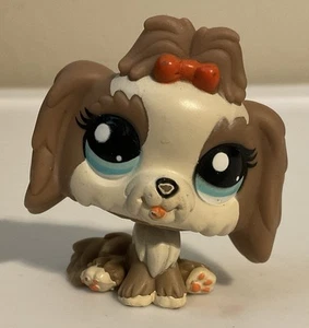 Littlest Pet Shop Hund Lhasa Apso #2130 LPS Welpe braune blaue Augen 2009 - Bild 1 von 6