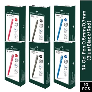 Faber-Castell RX Gel Pen Black / Blue / Red | 0.5mm or 0.7mm Smooth Writing 10pc - Picture 1 of 16