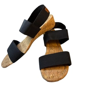 Tommy Bahama Damen-Sandalen Größe 7M Dallis Keilabsatz Fersenriemen Synthetik schwarz - Bild 1 von 9