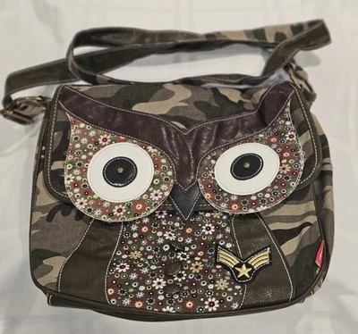 Union Bay Owl Design Camouflage Messenger Bag with Floral Pattern - Image 1 of 4