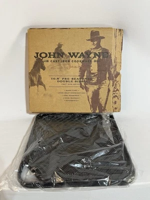 John Wayne 10.5" Cast Iron Double Sided Reversible Griddle Pan New in Box - Image 1 of 4