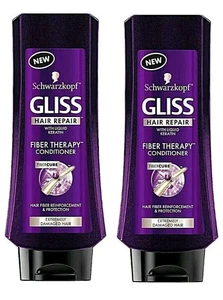 2X ✦BRAND NEW✦ SCHWARZKOPF GLISS CONDITIONER HAIR REPAIR FIBER THERAPY 13.6 ozEa - Picture 1 of 2