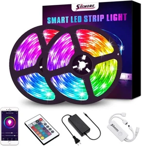 SOLMORE LED Strip Lights WiFi 10M (32.8ft) RGB 5050 LED Colour Changing Kit - Picture 1 of 7