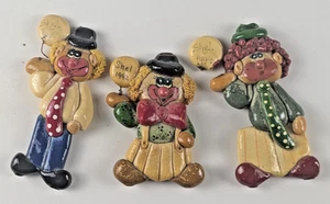 Vintage süße Keramik Clown Kühlschrankmagnete Volkskunst - B4 - Bild 1 von 5