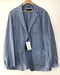 Lord & Taylor Black Brown 1826 Men’s L Unlined Linen 2-Button Blazer Blue *READ* - Picture 1 of 7