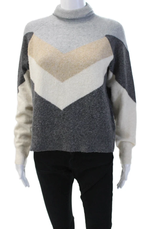 Vero Moda Women's Turtleneck Long Sleeves Colorblock Sweater Gray Size XS - Image 1 of 4