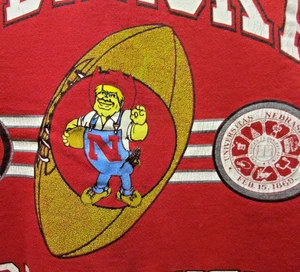 Vintage Nebraska Cornhuskers FOOTBALL Lg Sweatshirt old Herbie Husker Maskottchen - Bild 1 von 10