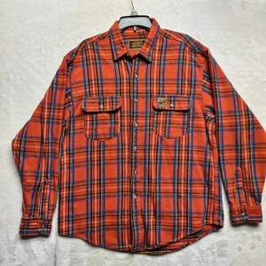 VTG 90's Eddie Bauer Sport Shop Heavy Flannel Shirt Shacket Red XL Made In USA - Picture 1 of 15