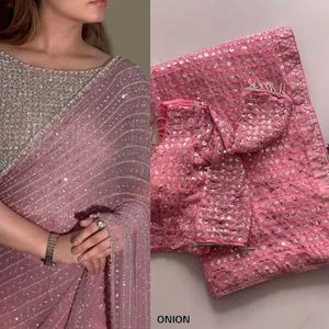 Ethnischer indischer Designer-Bluse Bollywood-Sari Hochzeit Partykleidung pakistanisch - Bild 1 von 2