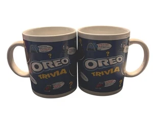 (2) Nabisco Oreo Cookie TriviaCups 1980s collectable mugs blue white 12 Oz - Bild 1 von 4