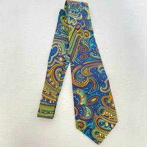 #5923 Handmade Lynn Ann Cotton Navy Blue With Paisley Men's Necktie, Tie 54x4 - Picture 1 of 4