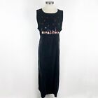Vintage Woolrich Corduroy Jumper Dress Size Large Black Christmas Embroidery
