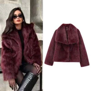 Luxurious Faux Fur Bomber Jacket – Women's Winter Coat 2024 in Multiple Colors - Picture 1 of 12