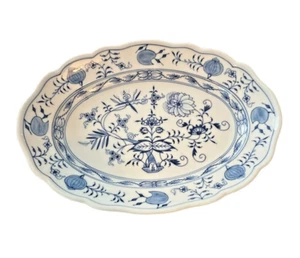 Meissen Crossed Swords Blue Onion Scalloped Platter 13 3/4" Germany Blue & White - Picture 1 of 4