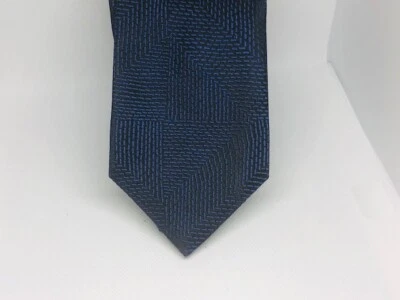 Corbata de seda tejida negra azul marino DUCHAMP para hombre Inglaterra nueva con etiquetas (dañada) 56 Foto 1 de 4