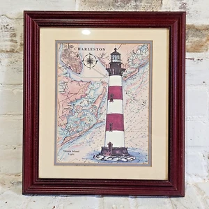 Donna Elias Charleston Morris Island Light Lighthouse 1995 Print Framed. - Picture 1 of 15